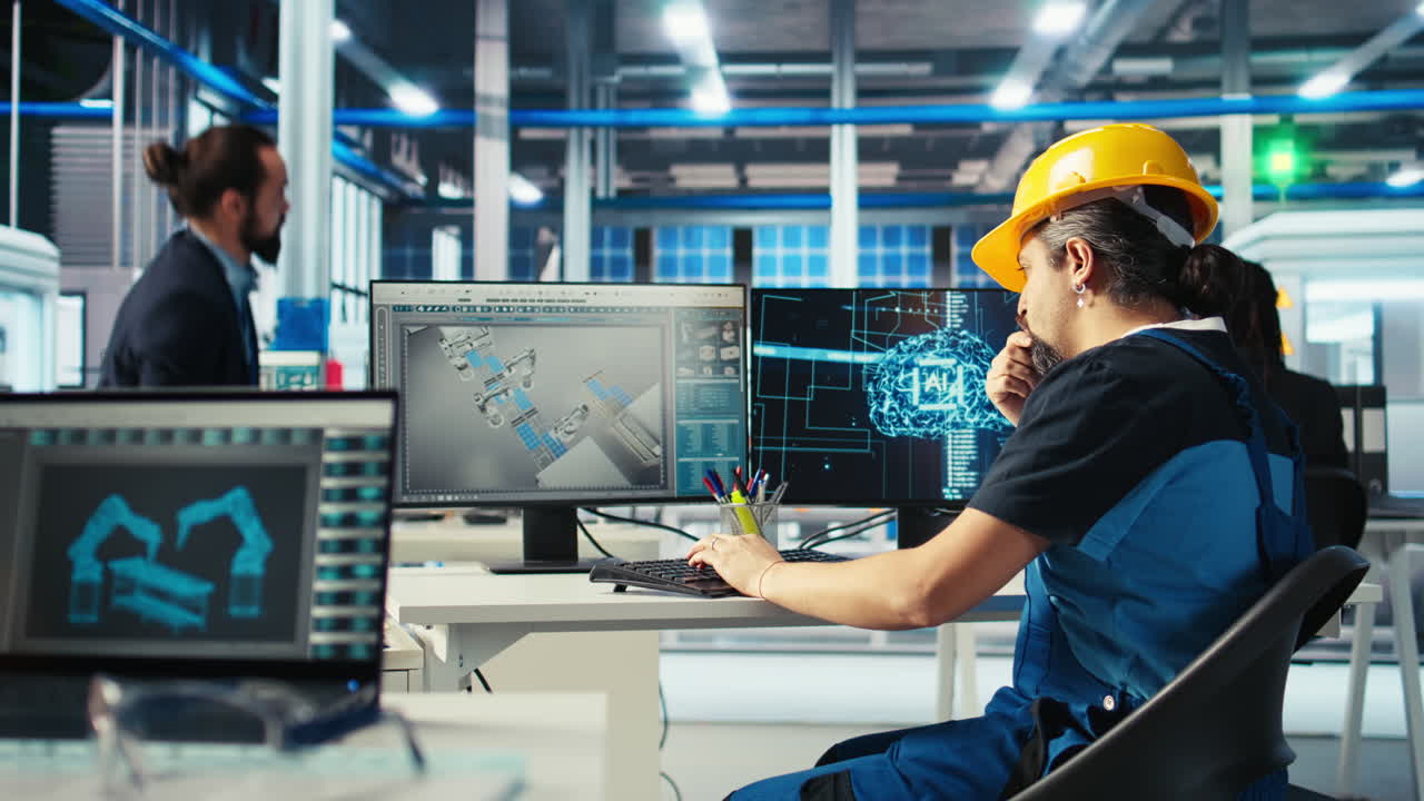 un operaio di una fabbrica fotovoltaica utilizza la tecnologia ai per mantenere l'affidabilità del sistema