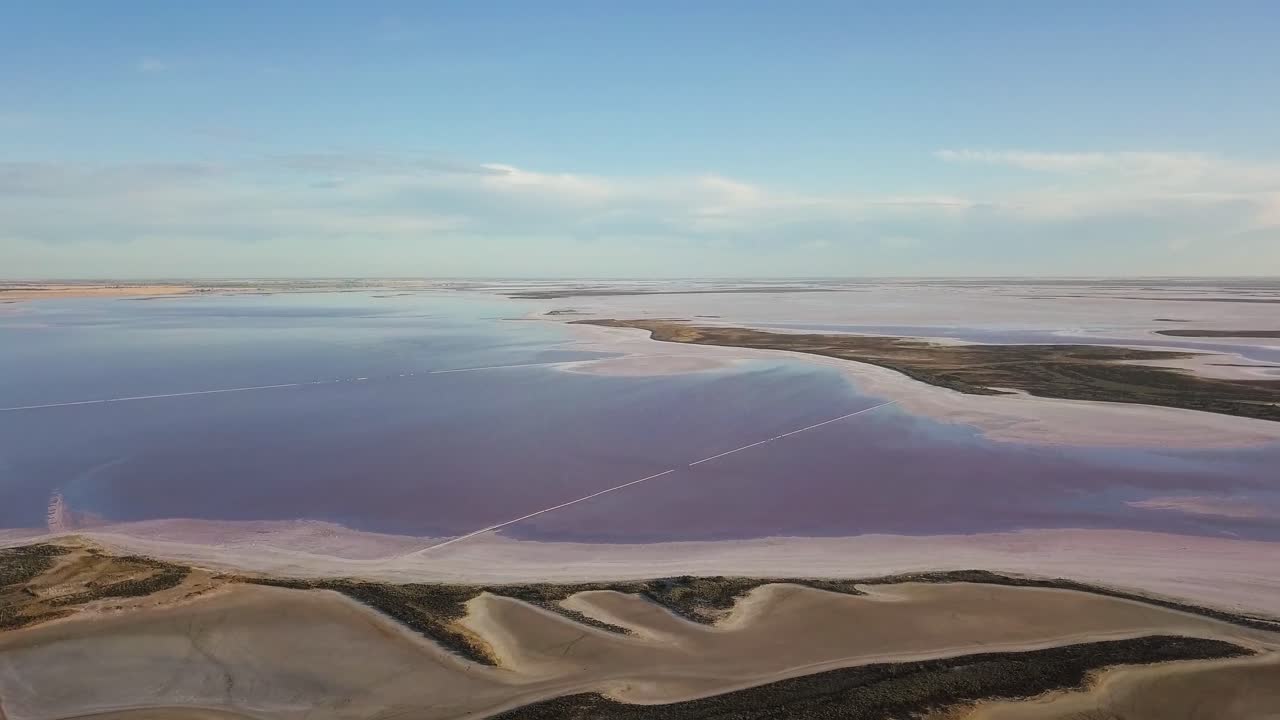 Lake Tyrrell, drone revealing amazing landscape of the salt lake, VIC, Australia