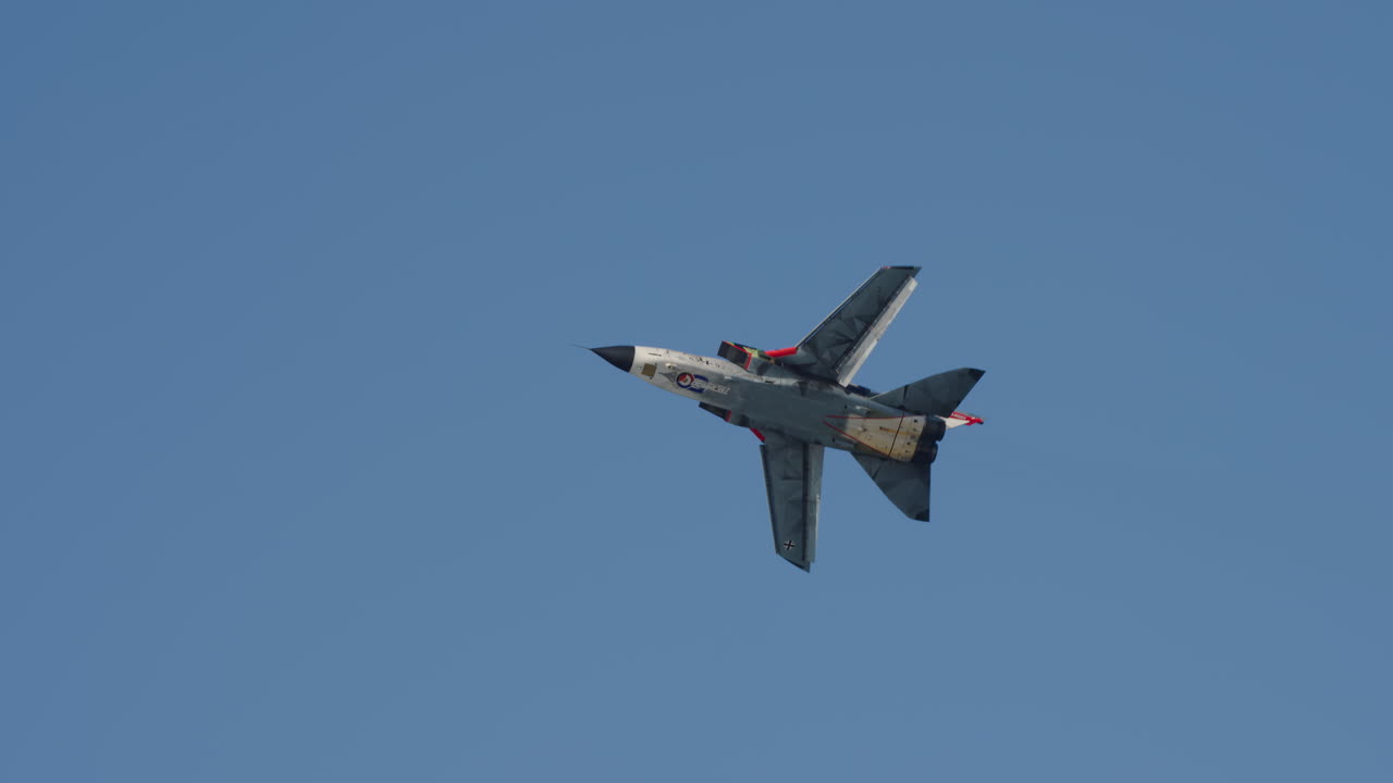 Powerful Fighter Jet Flying with Afterburners in Blue Sky