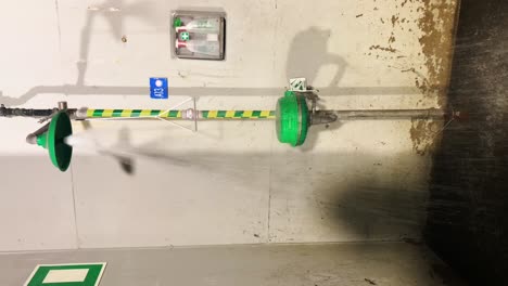 safety shower or emergency shower fully open. vertical footage