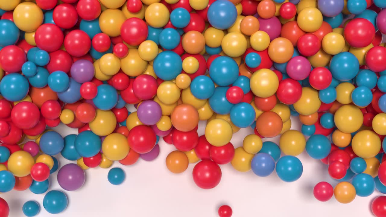 los globos brillantes que llenan la pantalla. los globos de transición de la parte inferior a la parte superior.