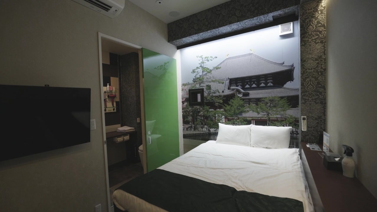 Small hotel room in Hiroshima, Japan