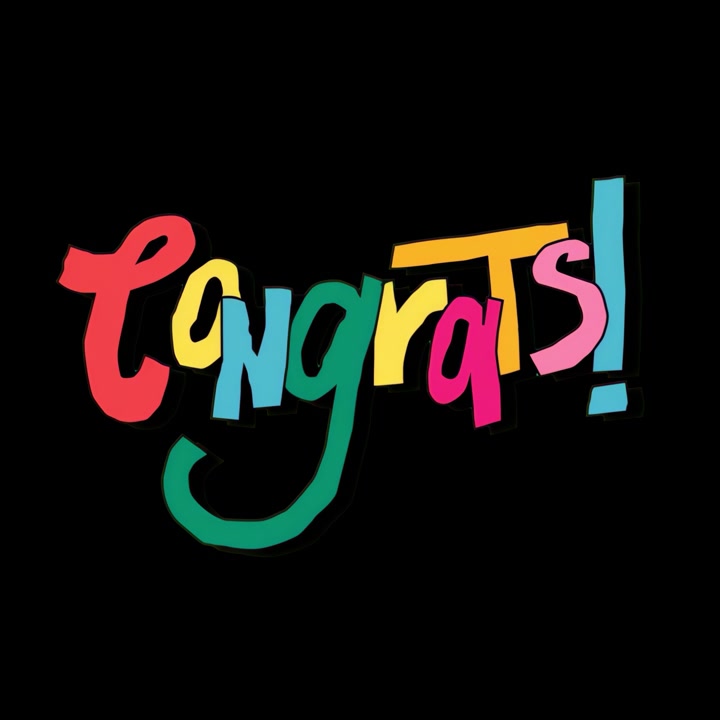 Animated Colorful 'Congrats!' Text with Bouncing Effect