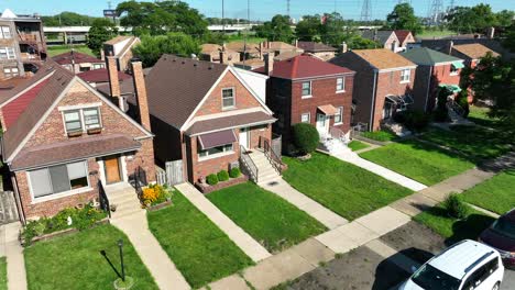 american houses and homes in city suburb