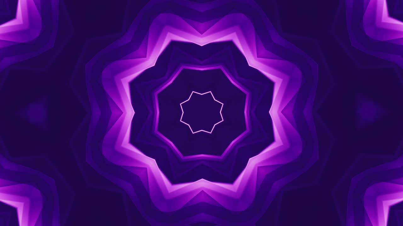 futurista, elegante y moderno fondo de corredor de caleidoscopio sin fisuras - estado de ánimo hipnótico y púrpura de neón cibernético minimalista - psychill melódico relajante, música de vj chillout de lapso de tiempo