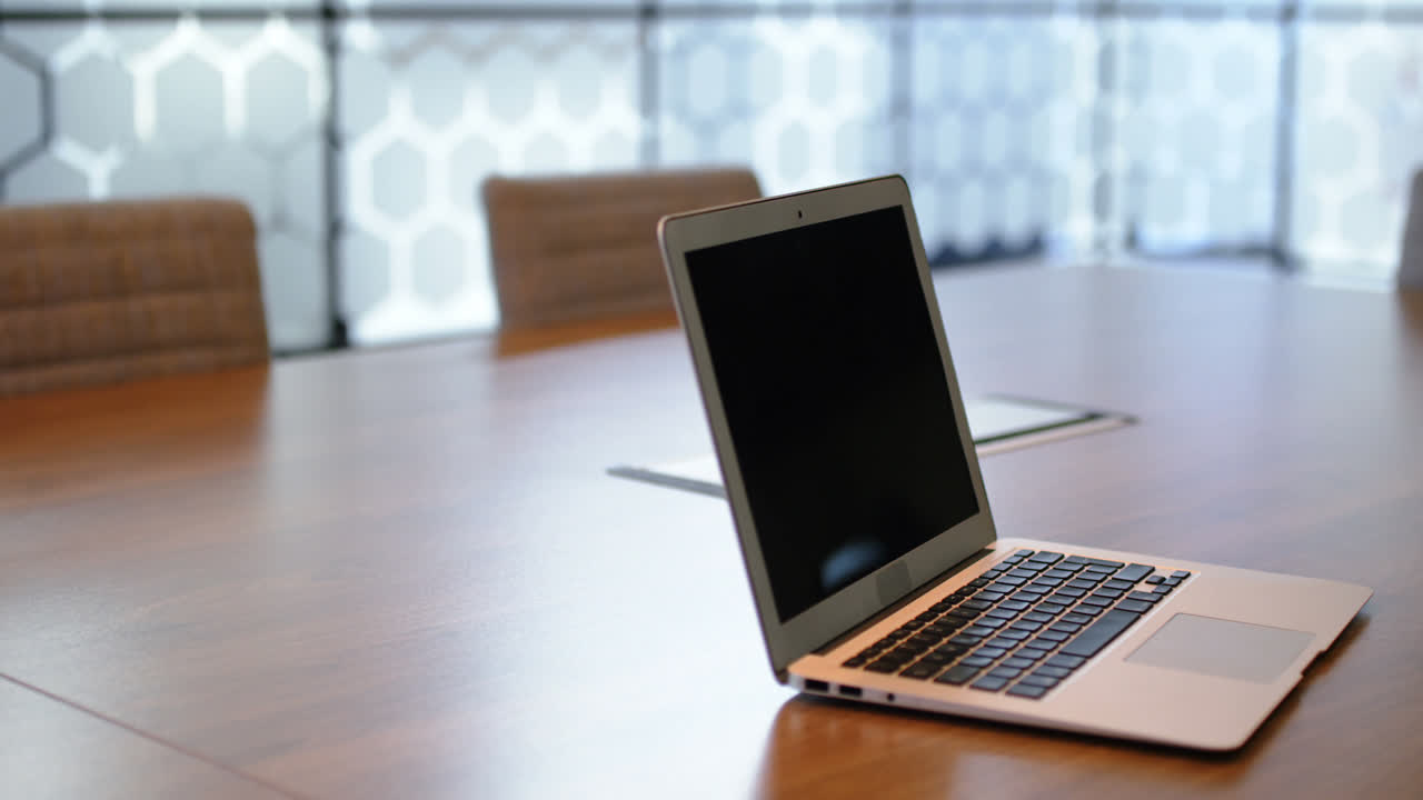 Laptop in conference room 4k