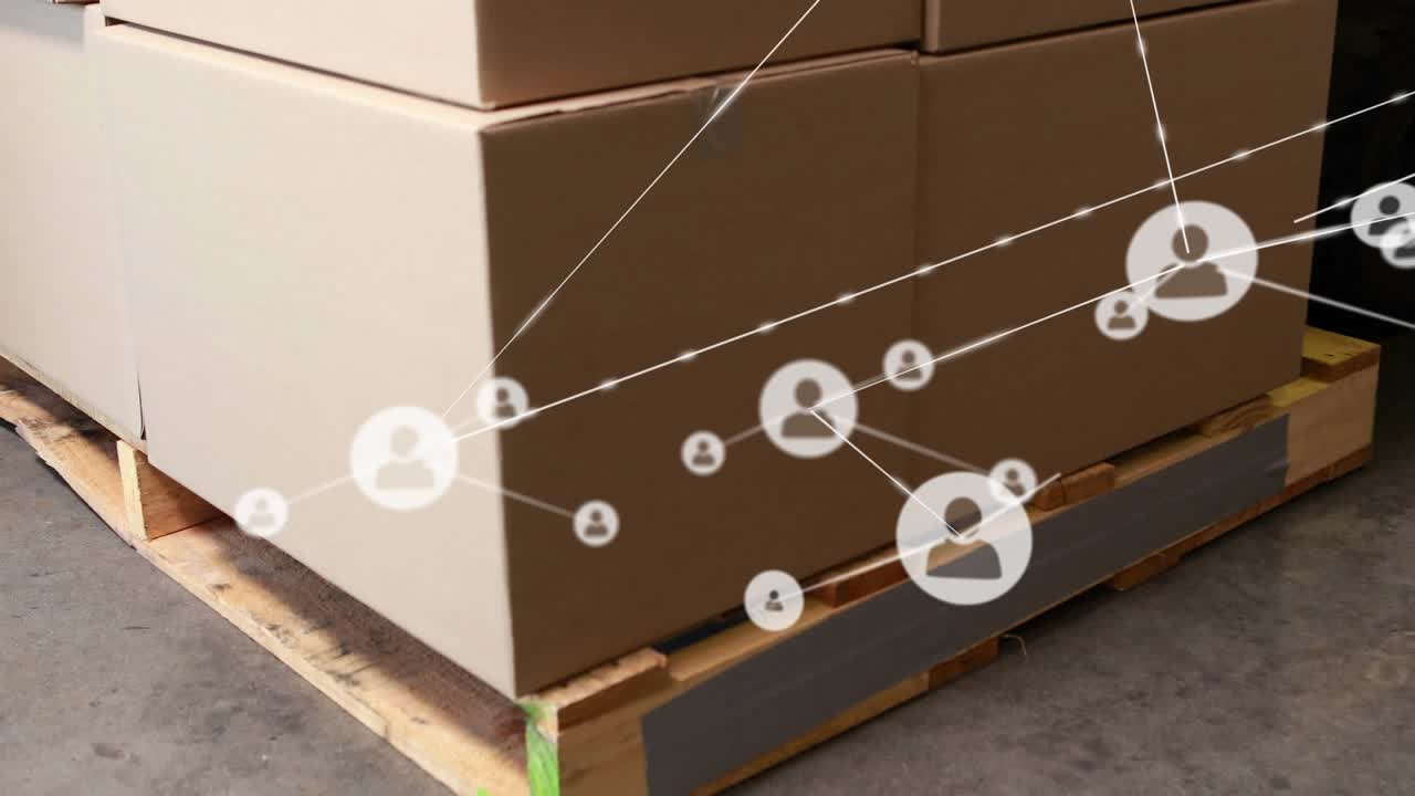 Animazione di rete di connessioni su magazzino