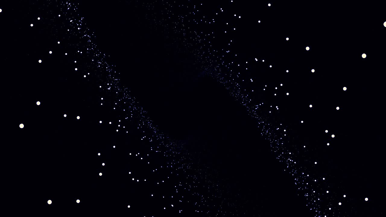 Abstract digital background with moving and flicker particles on black background. Background particles movement. Universe Pattern glow particles on black background. Motion abstract points. Loop animation