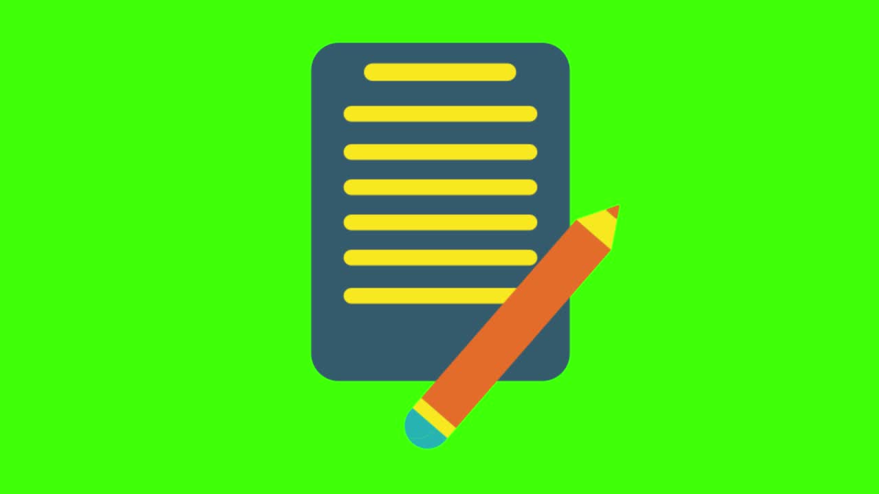 animazione di un'icona di copywriting su uno schermo verde