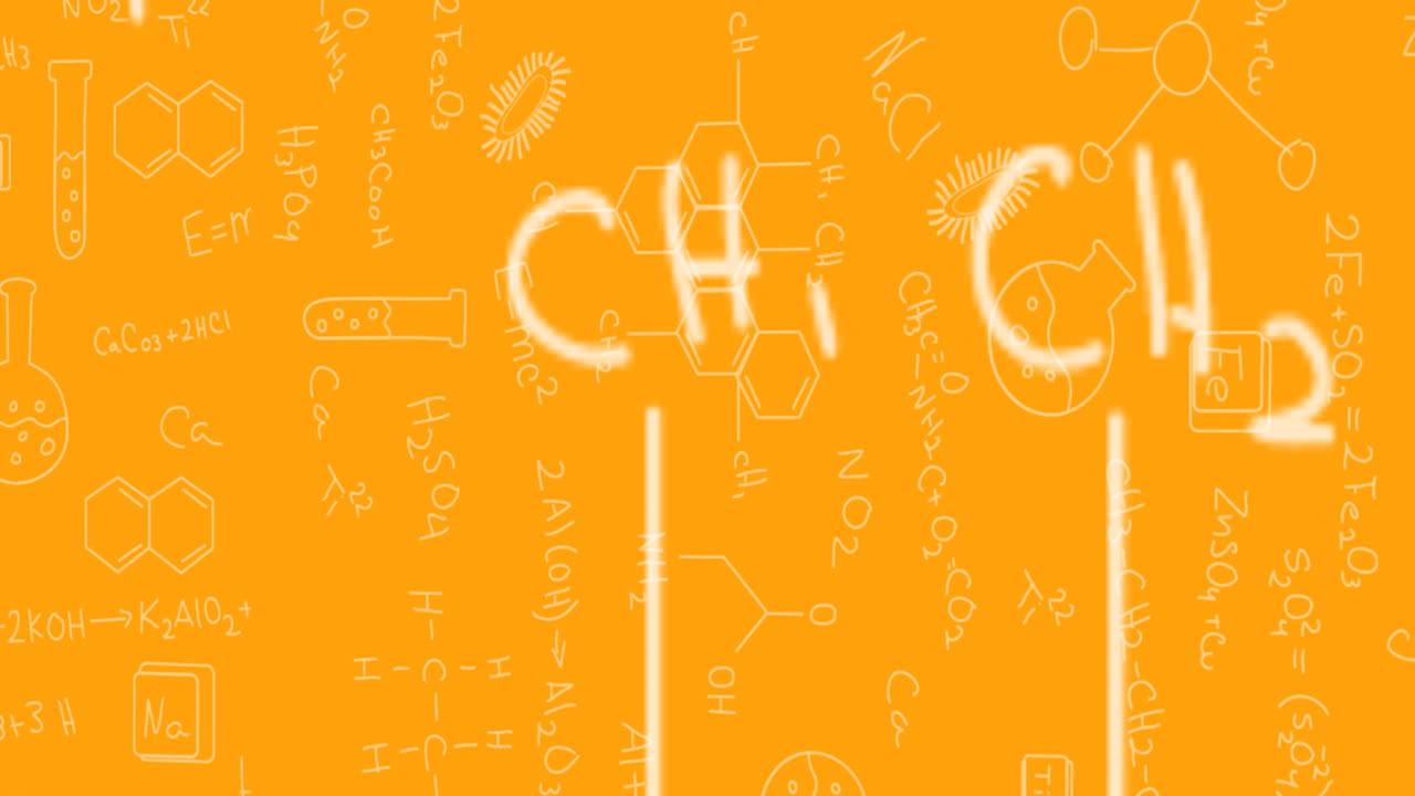 화학 구조와 방정식에 대한 현미경 아이콘의 애니메이션