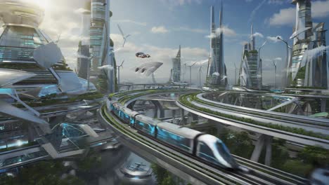 futuristic city with advanced transportation