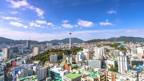 4k. vista en lapso de tiempo de la ciudad de busan paisaje urbano de corea del sur