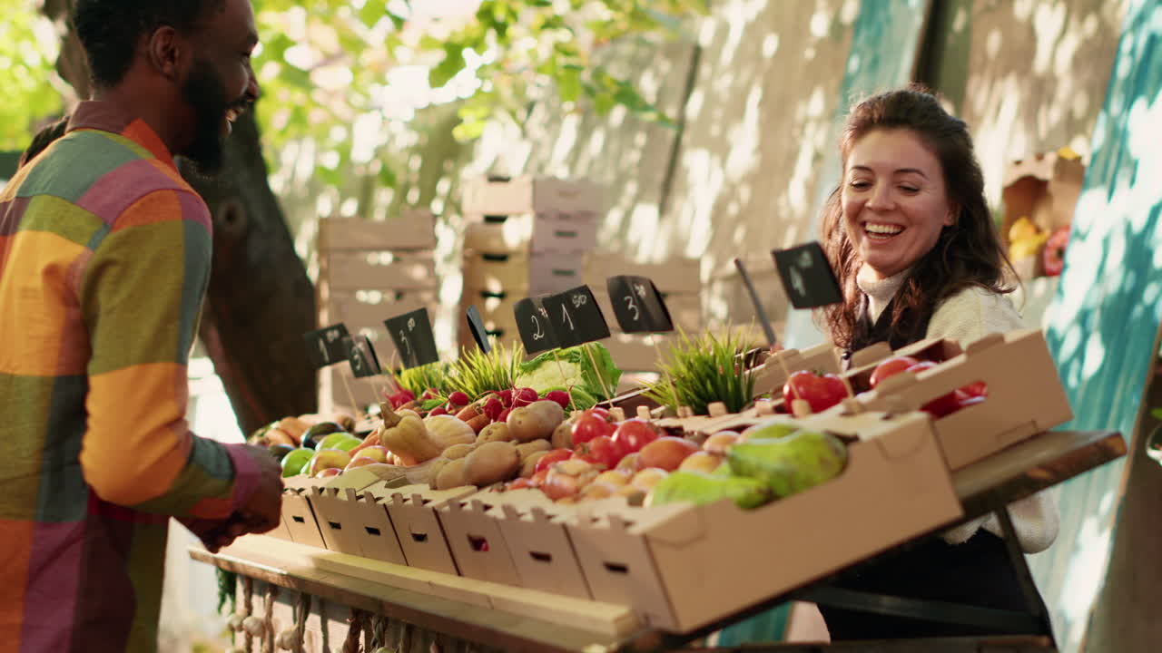 People shopping for fresh produce at a farmer's market