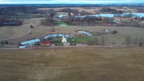 Old-Araisi-Windmill-in-Latvia-Aerial-Shot-From-Above