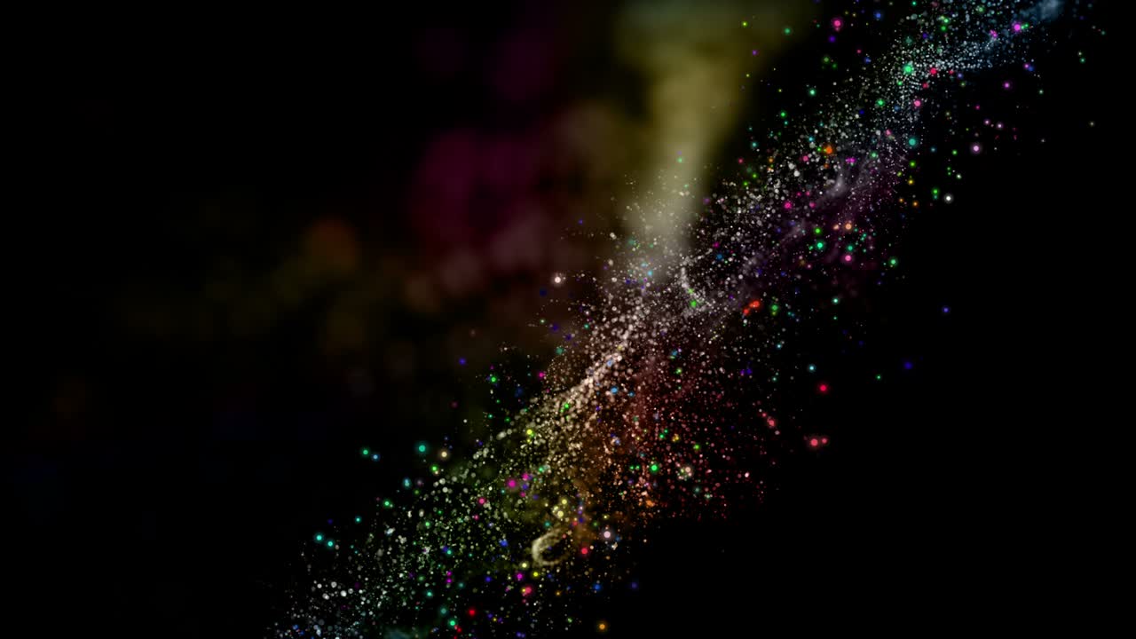 Futuristic animation with colorful wave object and glitter particles in slow motion, 4096x2304 loop 4K
