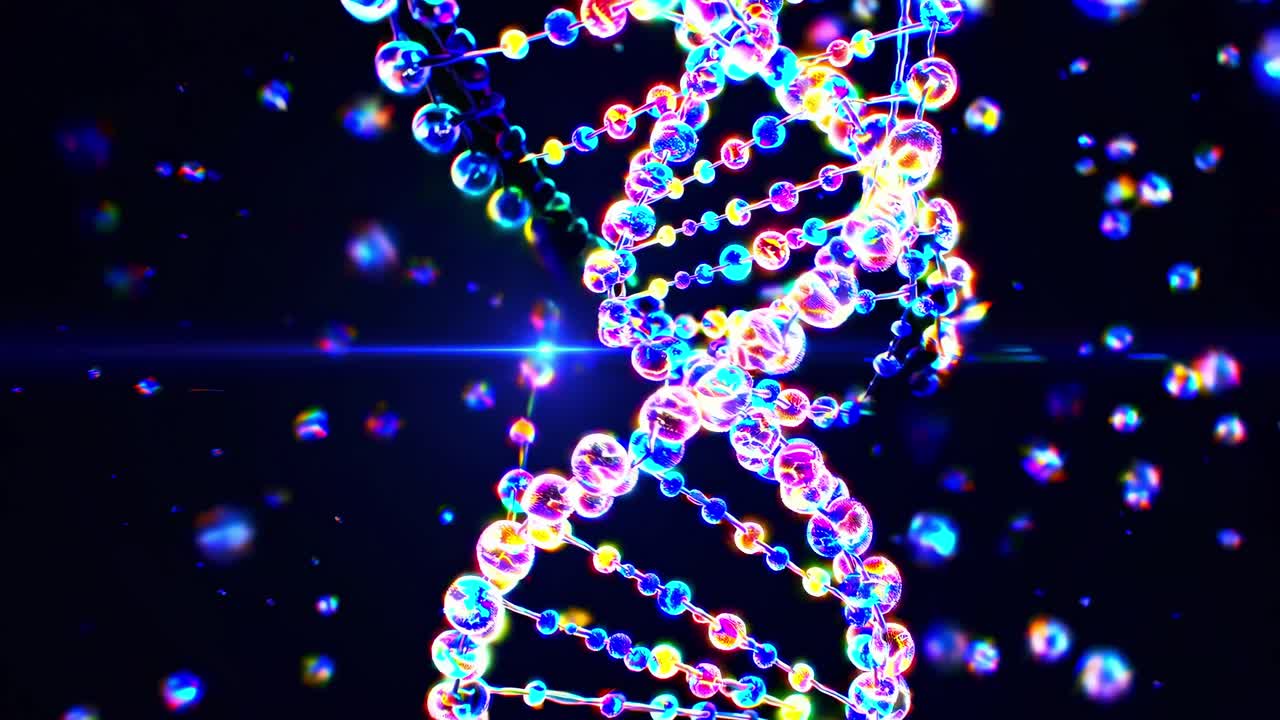 Colorful particles swirl around a bright central light creating a mesmerizing display of movement and energy