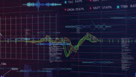 animatie van de verwerking van financiële gegevens op een zwarte achtergrond
