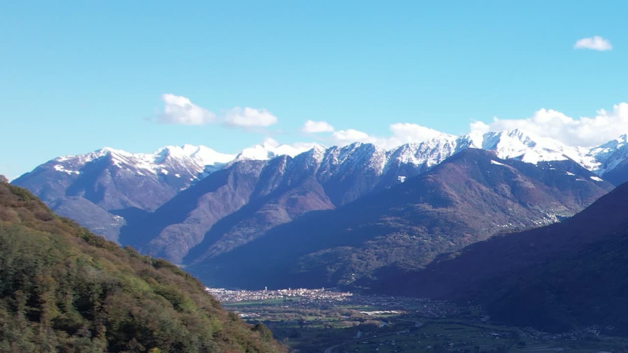 Aerial views of the Italian Alps on a clear day