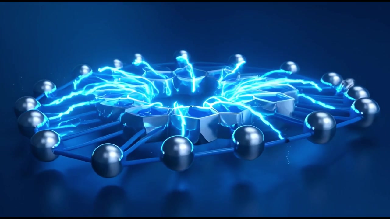 Modrá energie proudící skrze digitální síťovou strukturu