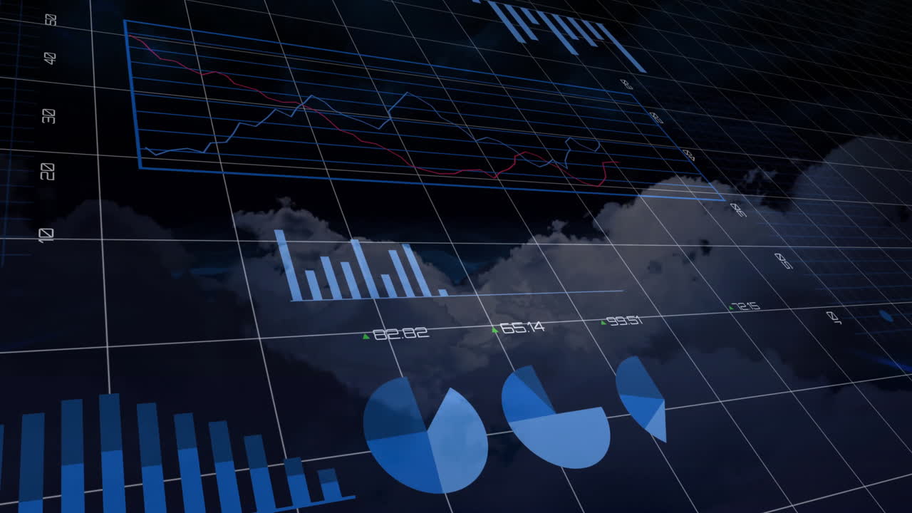 animación del procesamiento de datos financieros a través de nubes