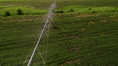 riego de pivote utilizado para regar las plantas en una granja - toma aérea de drones