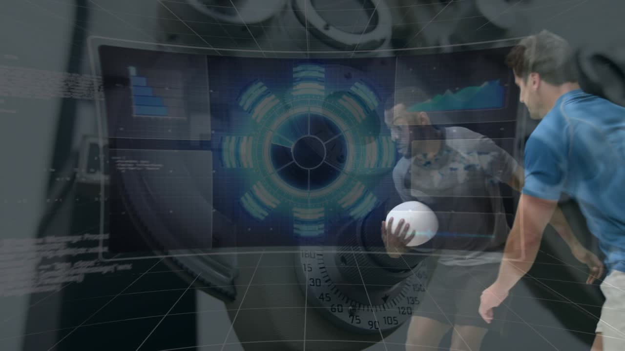 Animation of digital interface over american football players