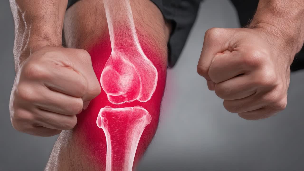 Illustration of a Person's Knee Joint Experiencing Pain, Highlighting the Affected Areas and Surrounding Musculature in a Striking Visual Representation