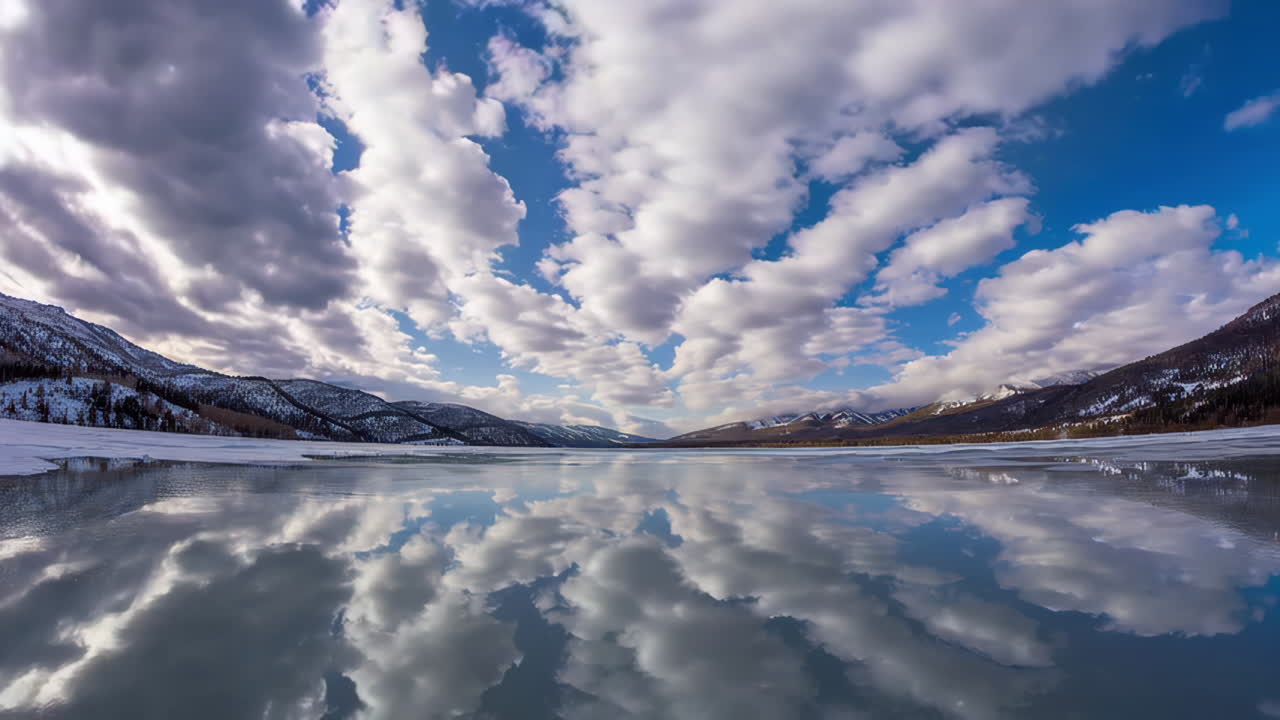 Winter Reflections on a Frozen Lake