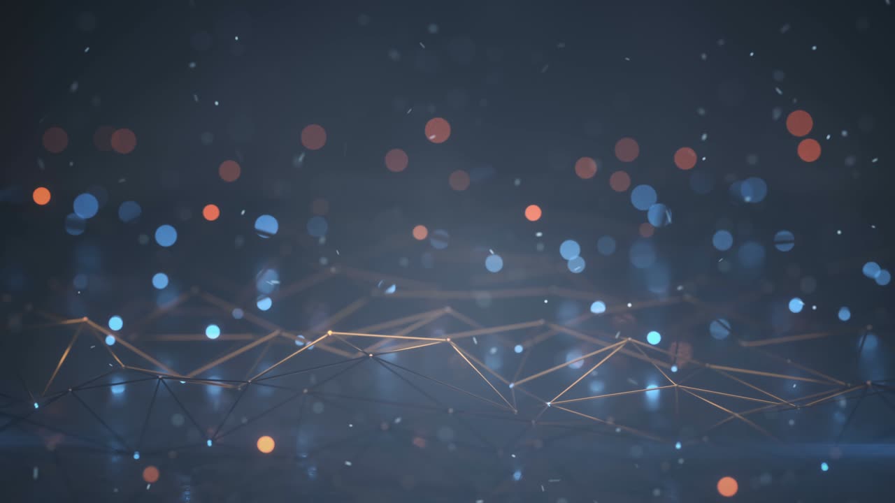 forma de wireframe de la red con nodos brillantes bucle sin costuras animación de renderizado 3d