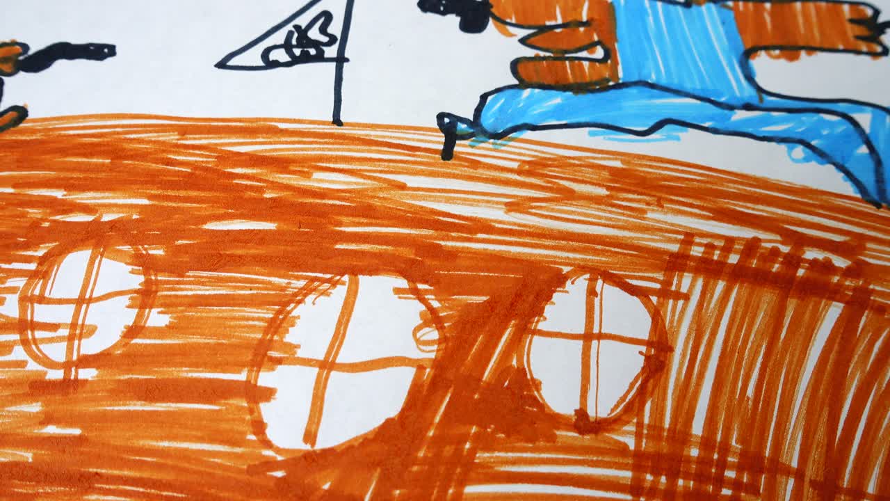 The drawing of pirates by the ship