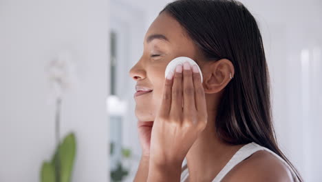 Woman,-massage-face-and-skincare-in-bathroom