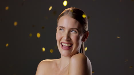 woman celebrating with confetti