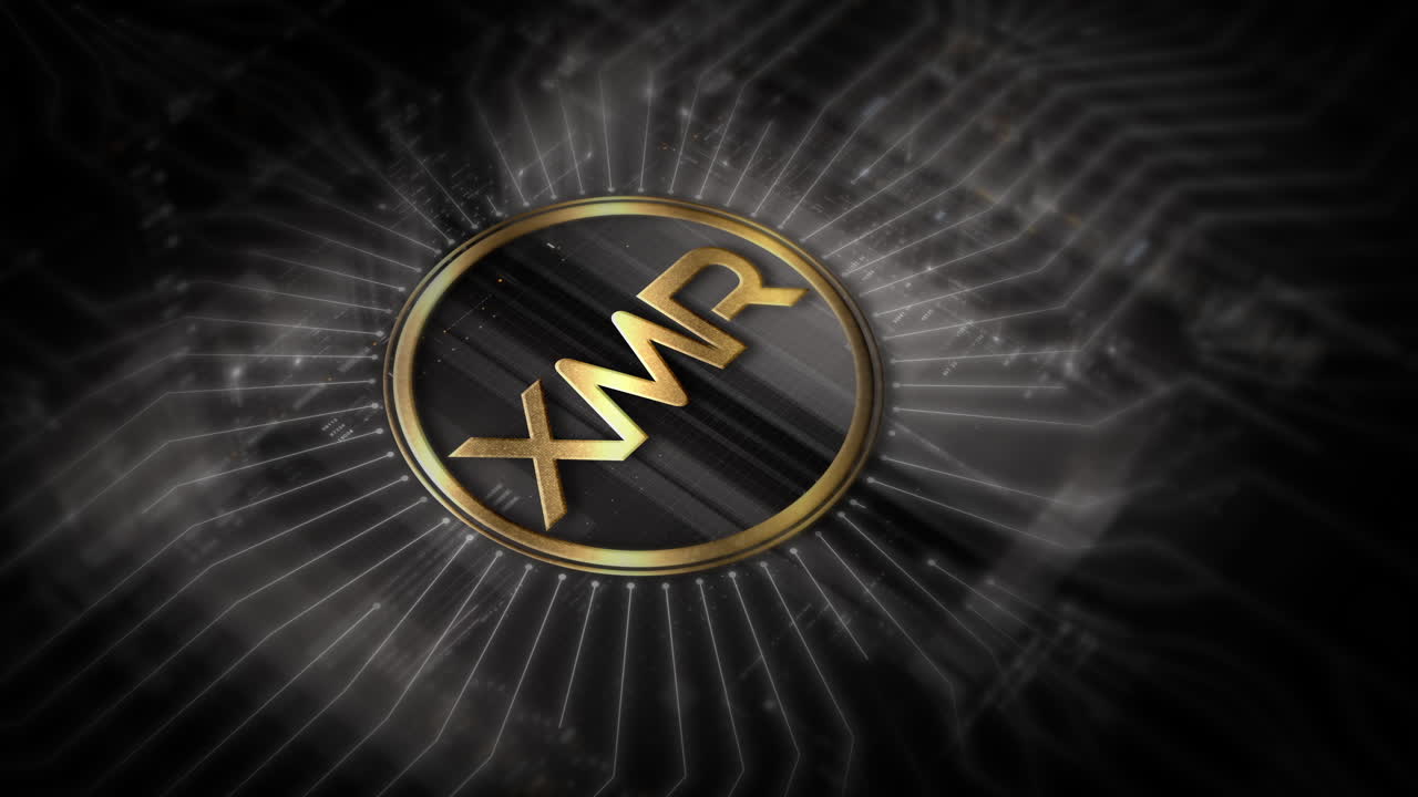 Futuristic digital background highlighting advanced cryptocurrency and encryption technology, featuring blockchain networks and secure cryptographic systems : XMR