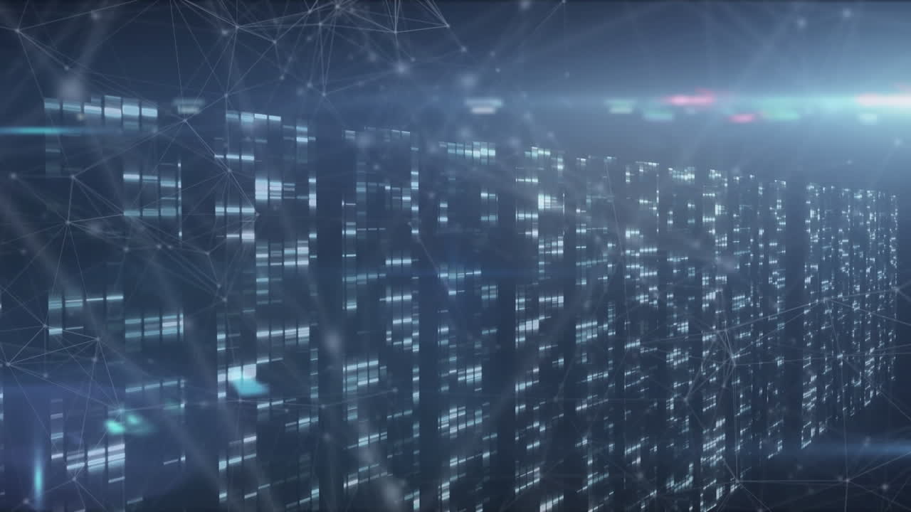 animazione di reti di connessioni e elaborazione dei dati