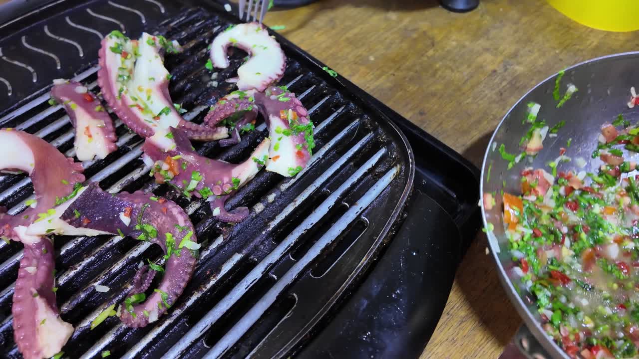 Grilled octopus preparation