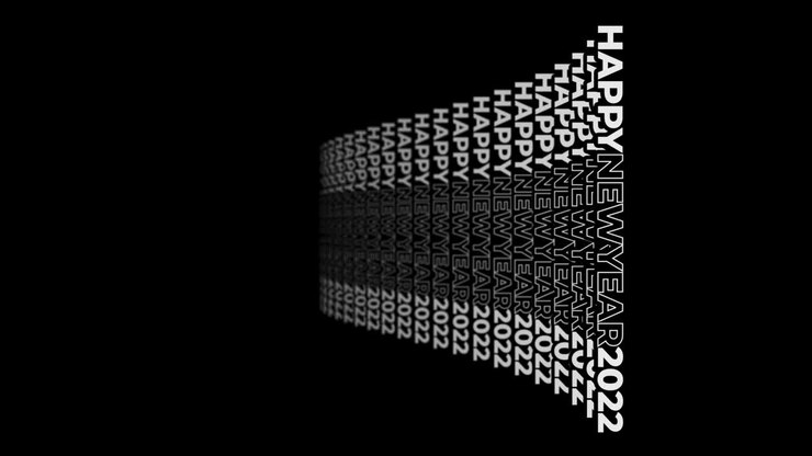 Vertically Oriented Typography Overlay Waves of Words HAPPY NEW YEAR 2022