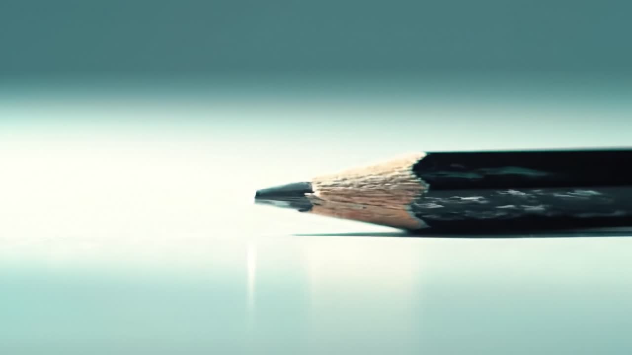 A sharp pencil rests on a sleek surface, emphasizing its pointed tip. The sunlight creates a soft reflection, showcasing its fine details. This captures the essence of craftsmanship in everyday tools.