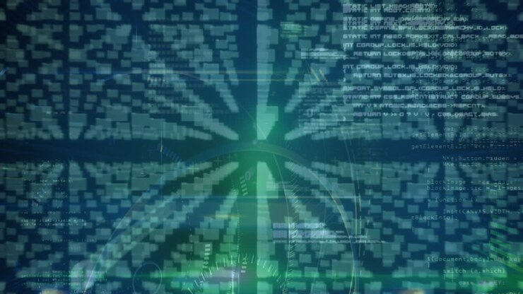 Animation von Datenverarbeitung und Ordnern mit Online-Sicherheitsschloss im Hintergrund