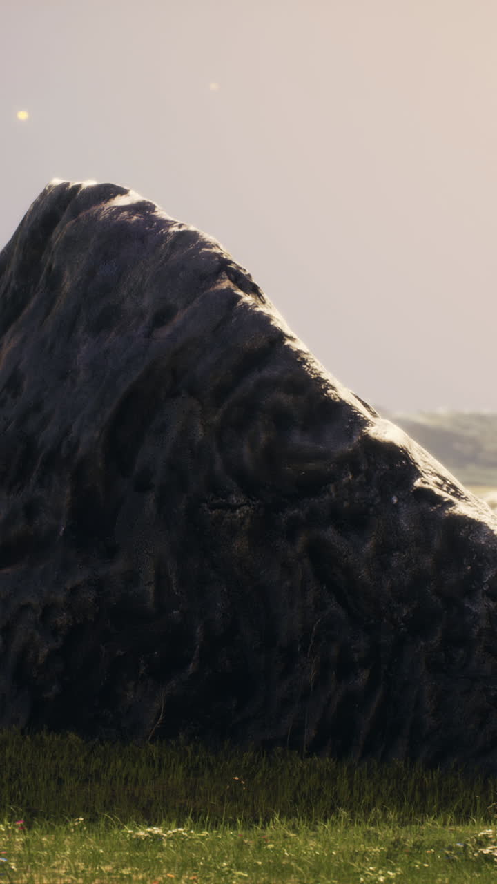 잔디에 앉아 있는 큰 바위