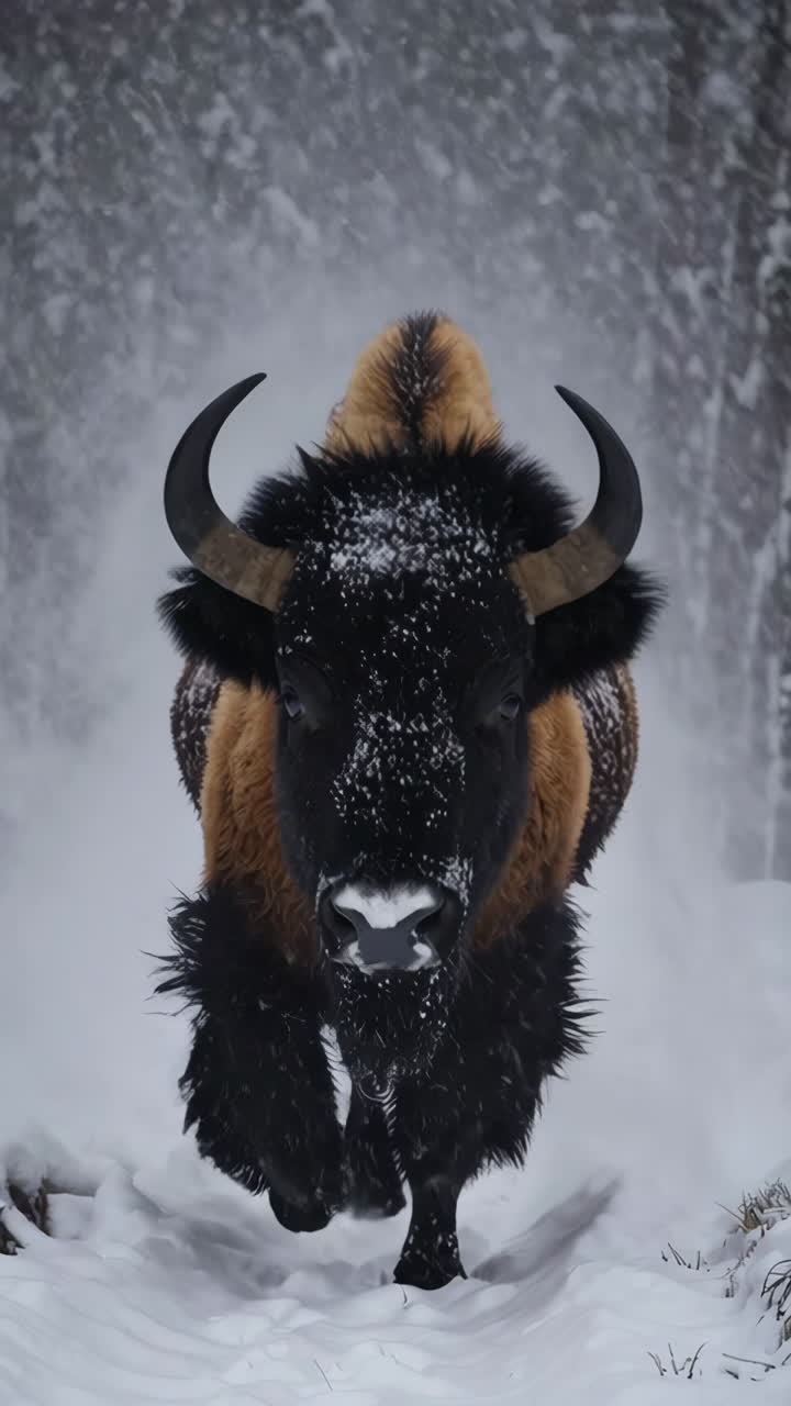 Bison in a Winter Snowstorm