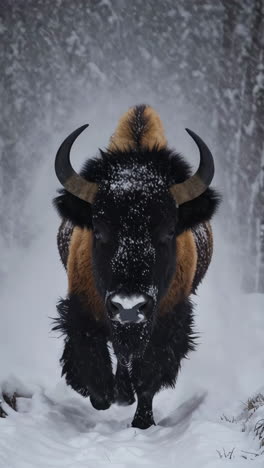 bison in a winter snowstorm