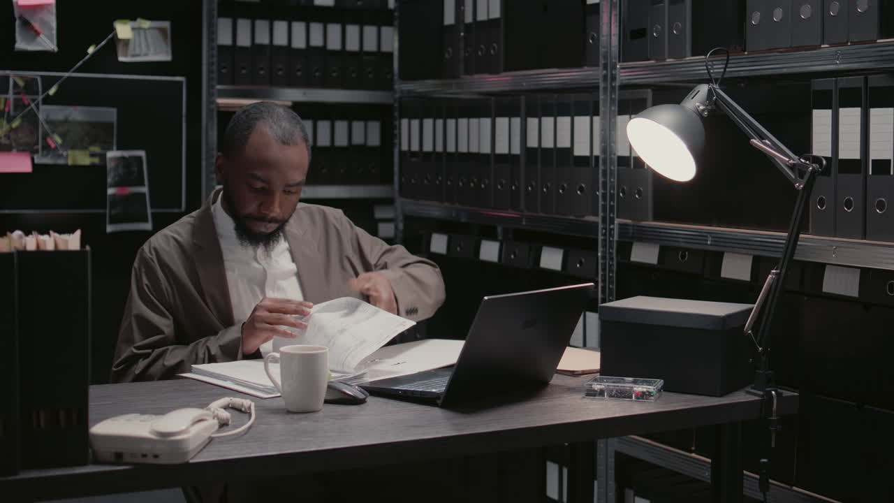 Detective Works on a Case in His Office