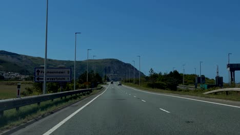 driving a55 highway in north wales