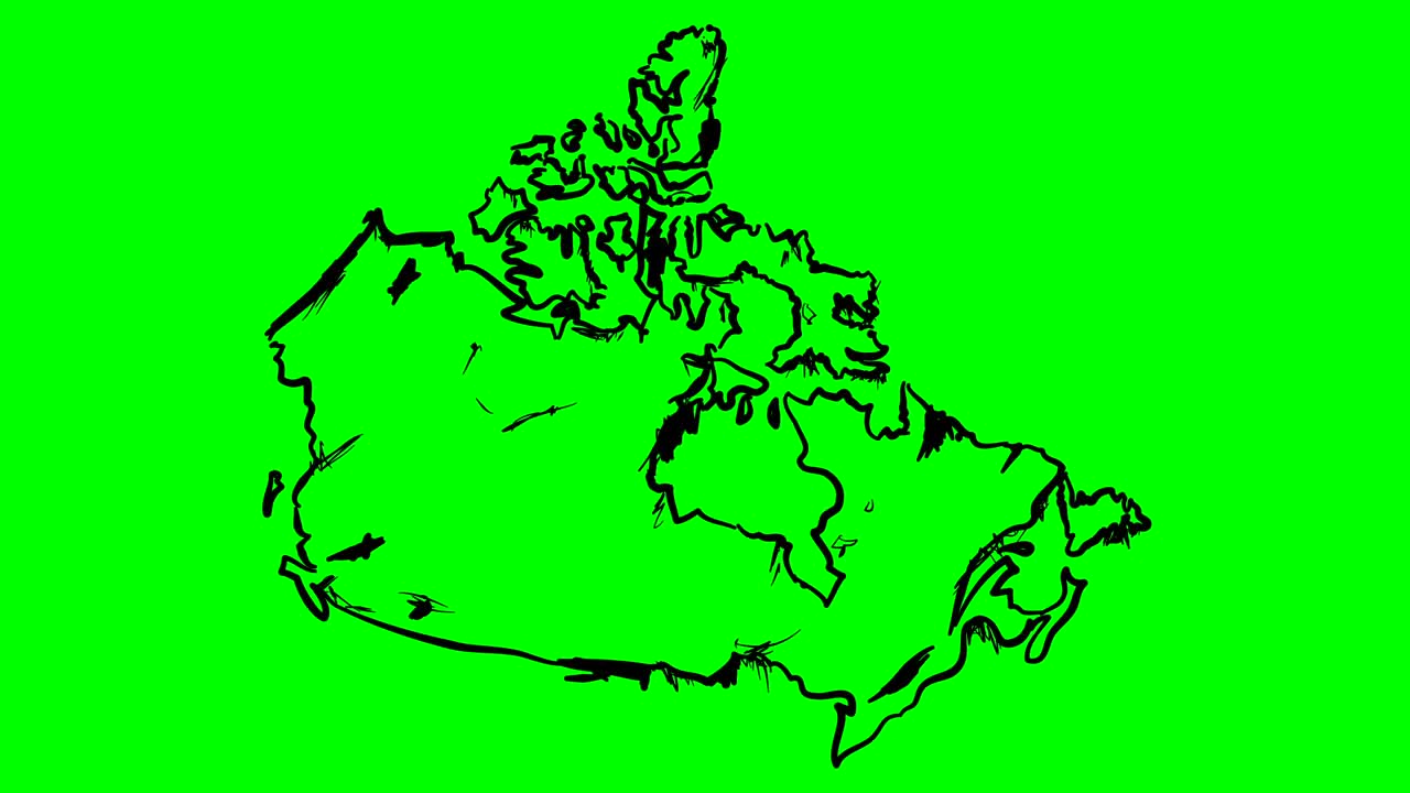 녹색 화면에 캐나다 그림 윤 지도 고립 된 화이트 보드