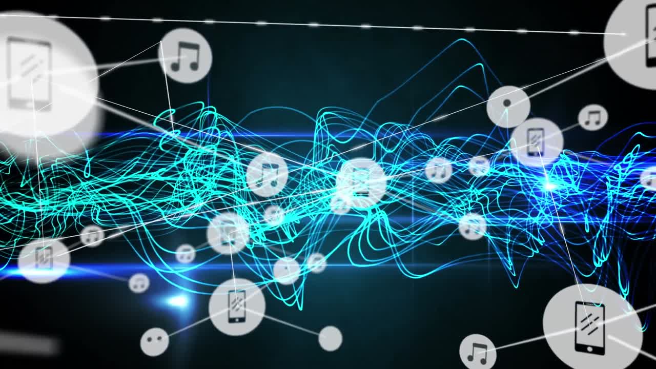 네온 라인을 통한 연결 네트워크의 애니메이션