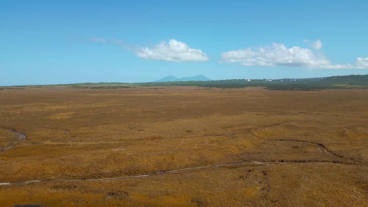 Aerial View of a Dry, Volcanic Plain