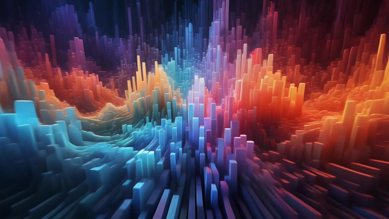 Abstract Digital Background with Moving Colorful 3D Bars