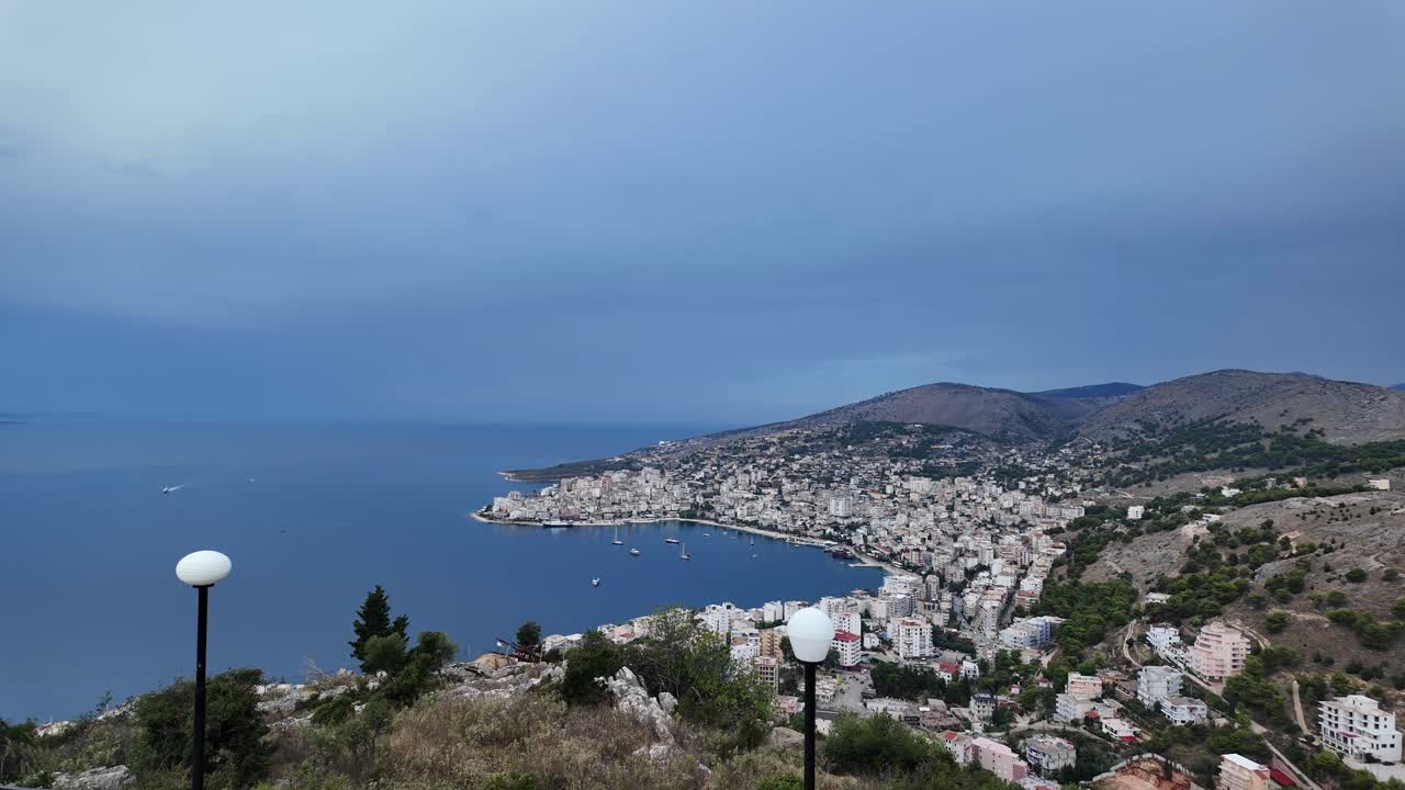 Saranda Sarandë Albania city Albanian riviera viewpoint summer time landscape