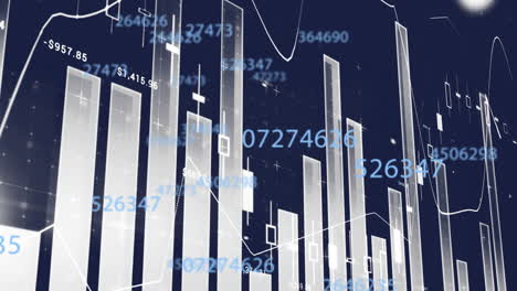 Animation-of-statistics-and-financial-data-processing-on-dark-background