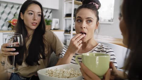 handheld video of friends spending nice time chatting at home